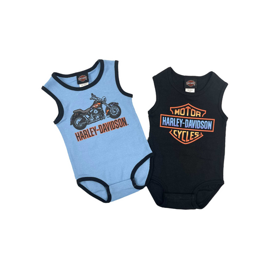 Harley-Davidson® Baby Boys' 2-Pack Newborn Logo Rib Creeper Set
