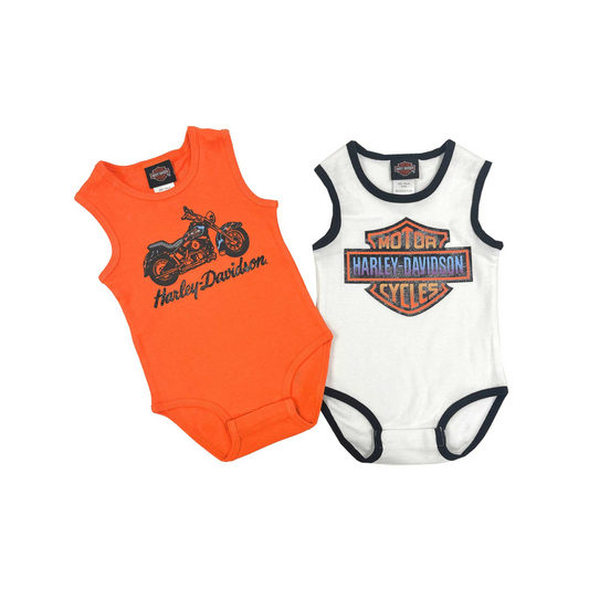 Harley-Davidson® Baby Girls' 2-Pack Newborn Glitter Rib Creeper Set