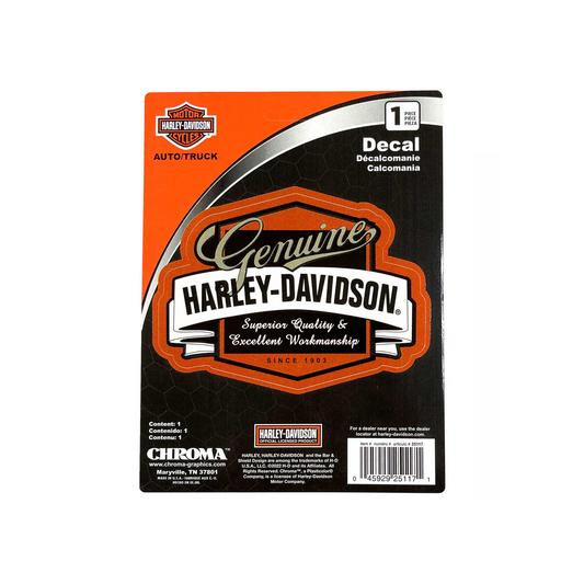 Harley-Davidson® Genuine H-D Banner Decal - Black/Orange/Cream 6 ’’ X 8 ’’
