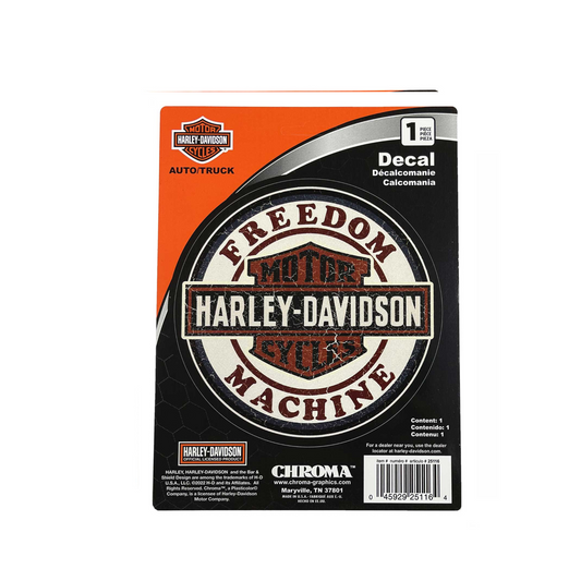 Harley-Davidson® Vintage Freedom Machine Decal - Cream & Orange 6 ’’ X 8 ’’