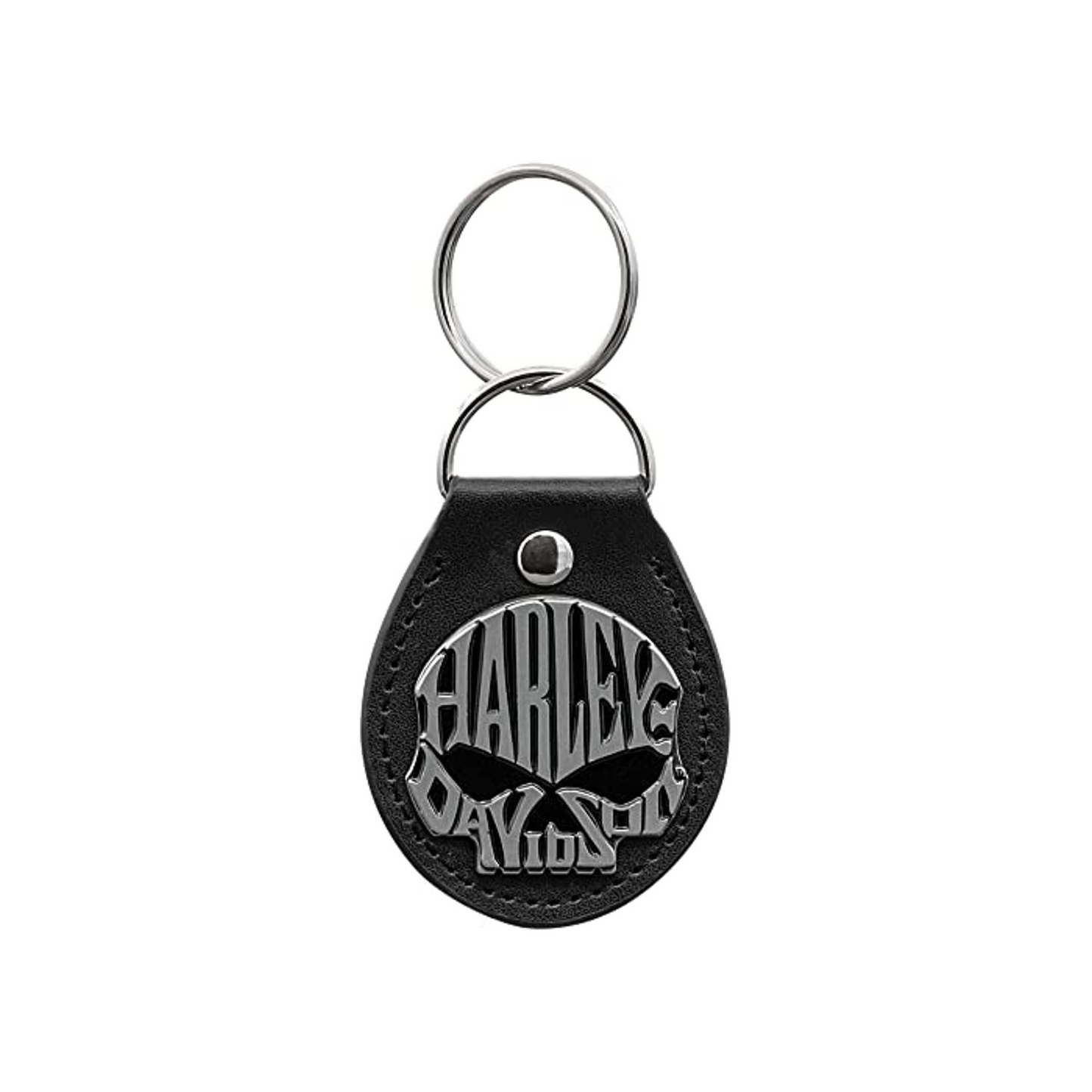 Harley-Davidson® Willie G Skull Text Logo Vinyl Fob Key Chain - Black & Silver