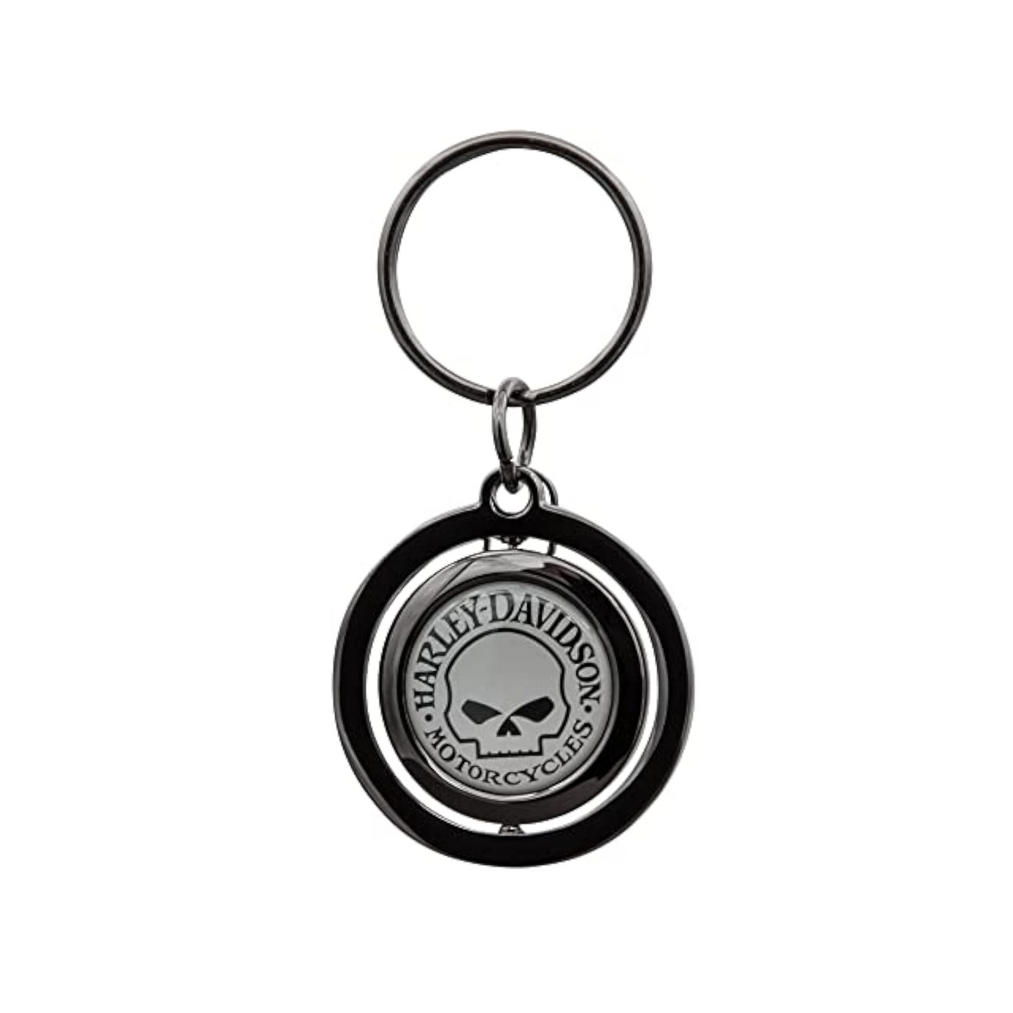 Harley-Davidson® Classic Willie G Skull Logo Spinner Key Chain - Black/Grey