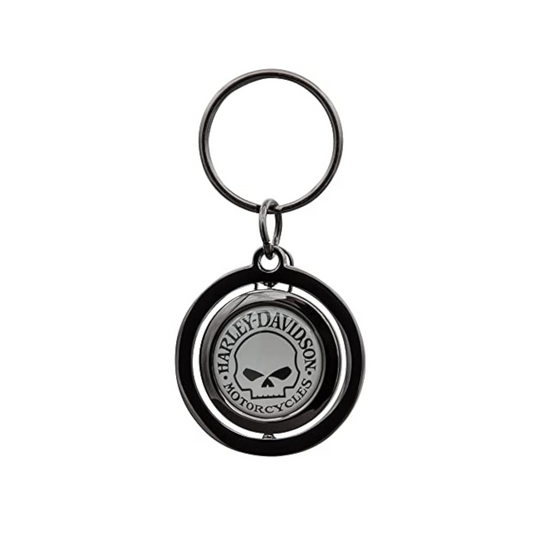 Harley-Davidson® Classic Willie G Skull Logo Spinner Key Chain - Black/Grey
