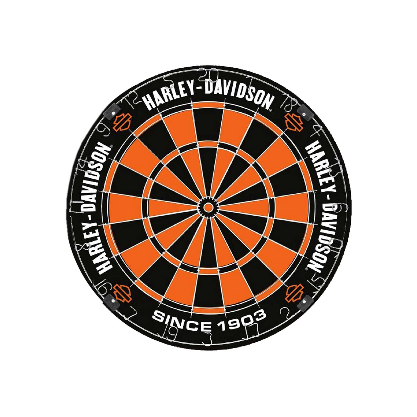 Harley-Davidson® Classic Bar & Shield Tournament Dartboard- Black & Orange