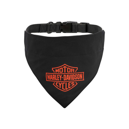 Harley-Davidson® Dog Pet Collar w/ Black Bandana - S/M 12"-18" Adjustable Clasp