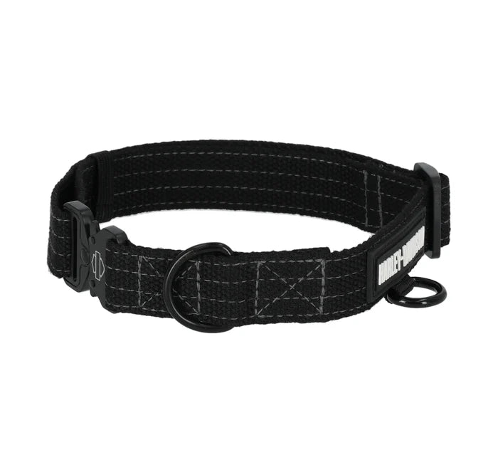 Harley-Davidson® Black Nylon Dog Collar - Sml/Med 13"-17"