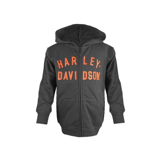 Harley-Davidson® Boys' French Terry Toddler Zip-Up Hooded Sweatshirt - Black