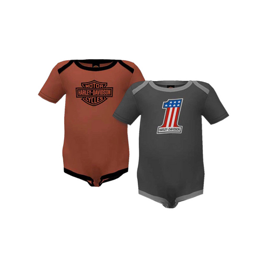Harley-Davidson® Baby Boys' Bar & Shield / #1RWB Logo Creeper Set - 2 Pack