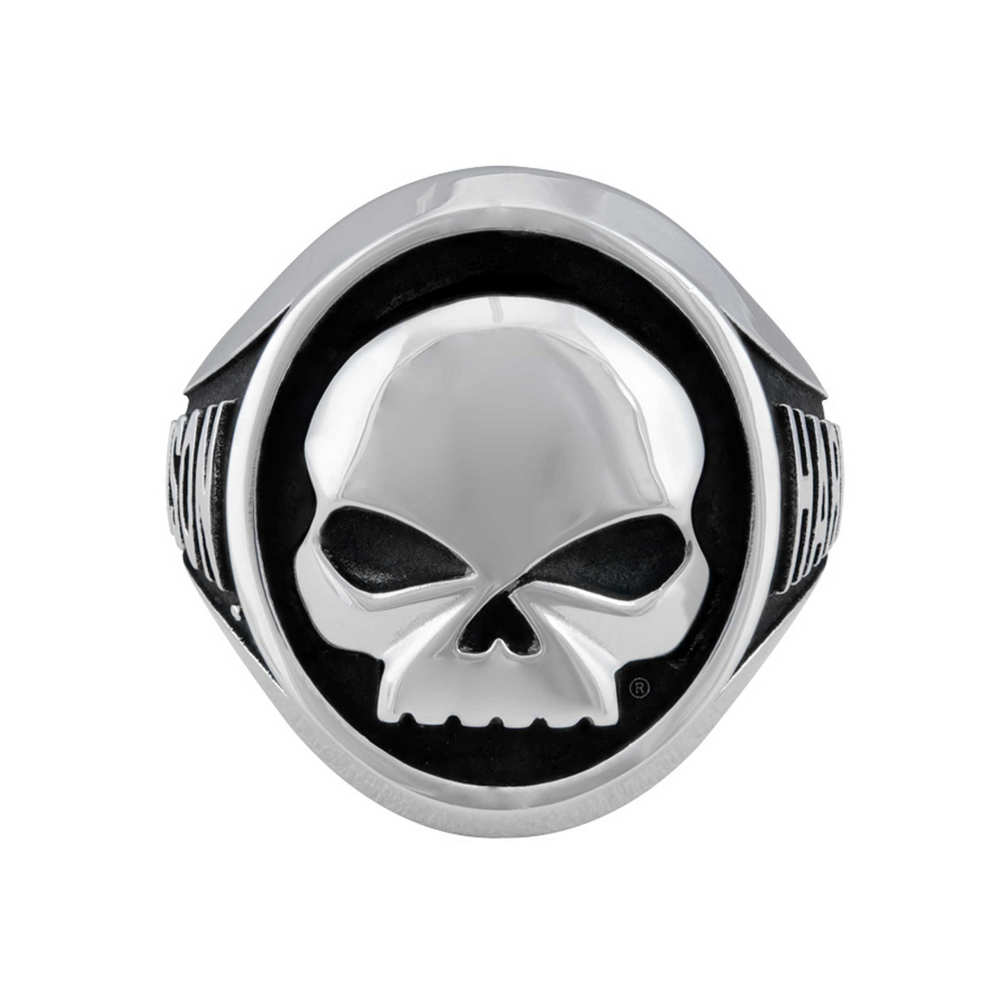 Harley-Davidson® Men's Willie G Skull Stainless Steel Metal Ring - Silver/Black