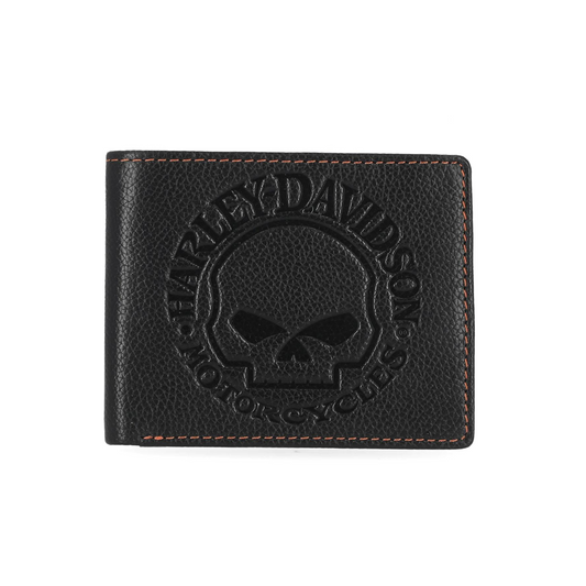 Harley-Davidson® Men's Willie G Skull Passcase Bi-Fold Wallet - Black