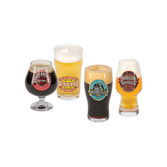 Harley-Davidson® Label Craft Beer Glasses Set, Unique H-D Graphics - Set of 4