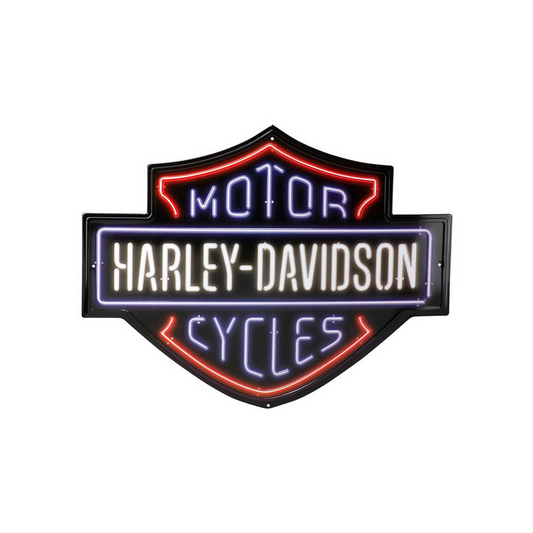 Harley-Davidson® Neon Look Bar & Shield Logo Embossed Tin Sign