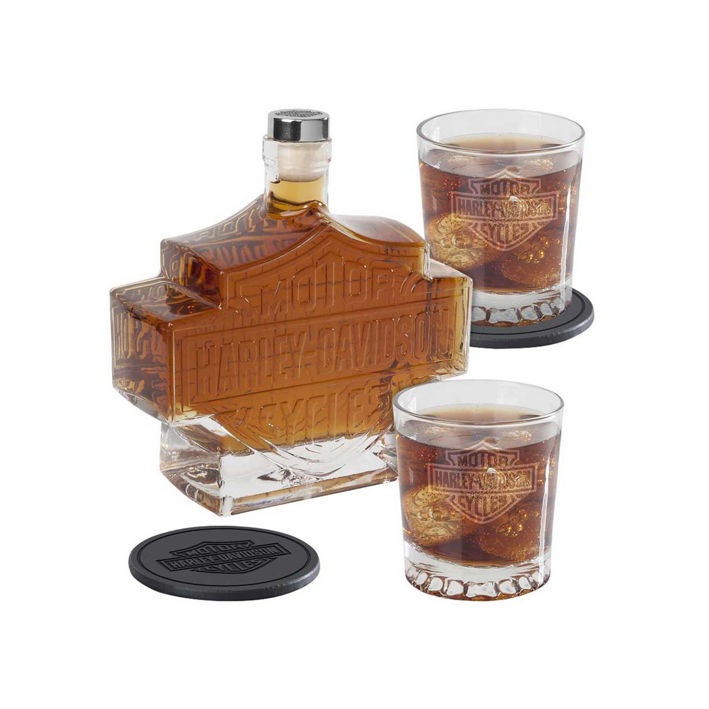Harley-Davidson® Bar & Shield Logo Decanter Set - Hand Blown Set