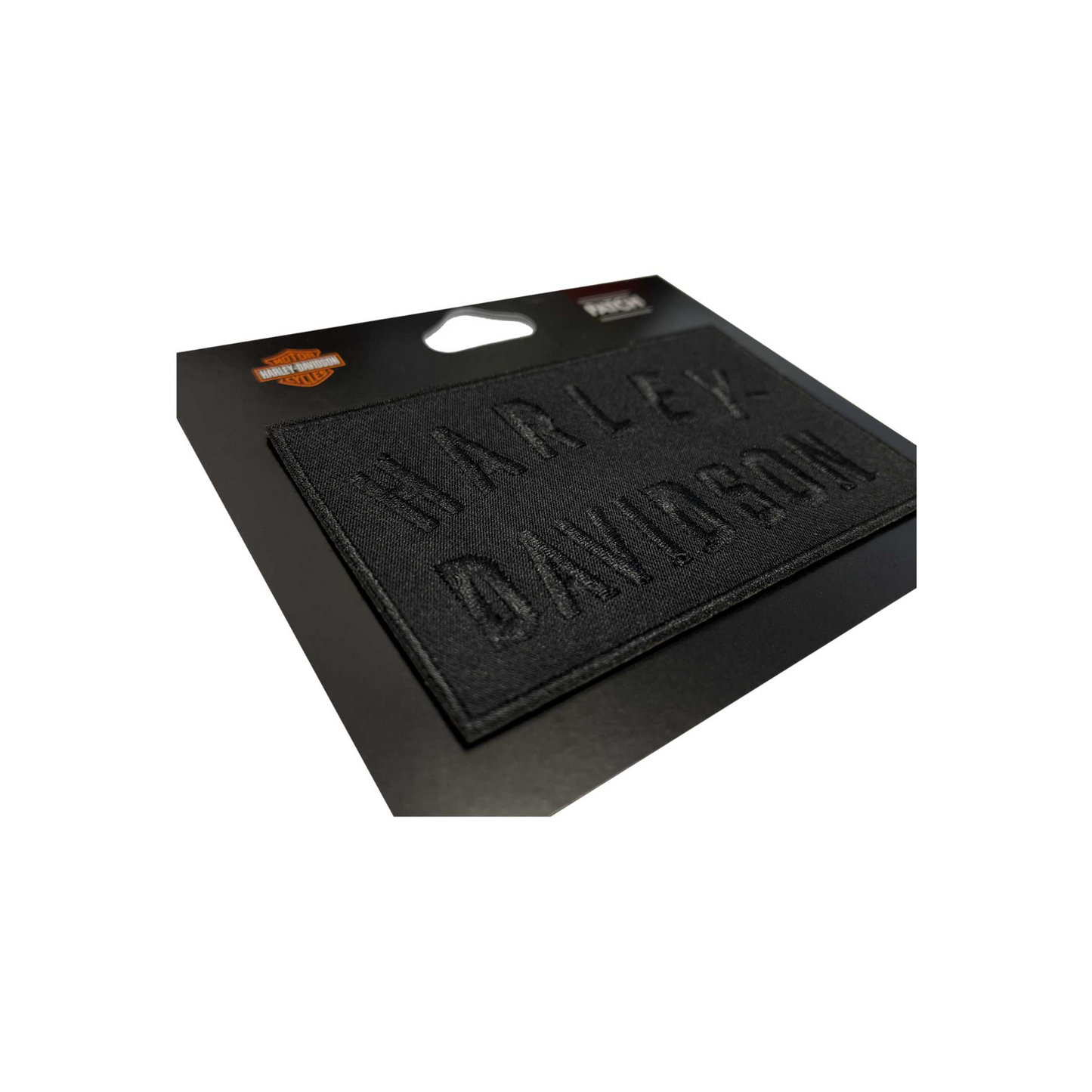 Harley-Davidson® 4 inch Embroidered Minimal Black H-D Text Emblem Sew-On Patch