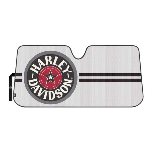 Harley-Davidson® Universal Accordion Auto Sunshade, Star Circle Logo- Matte White