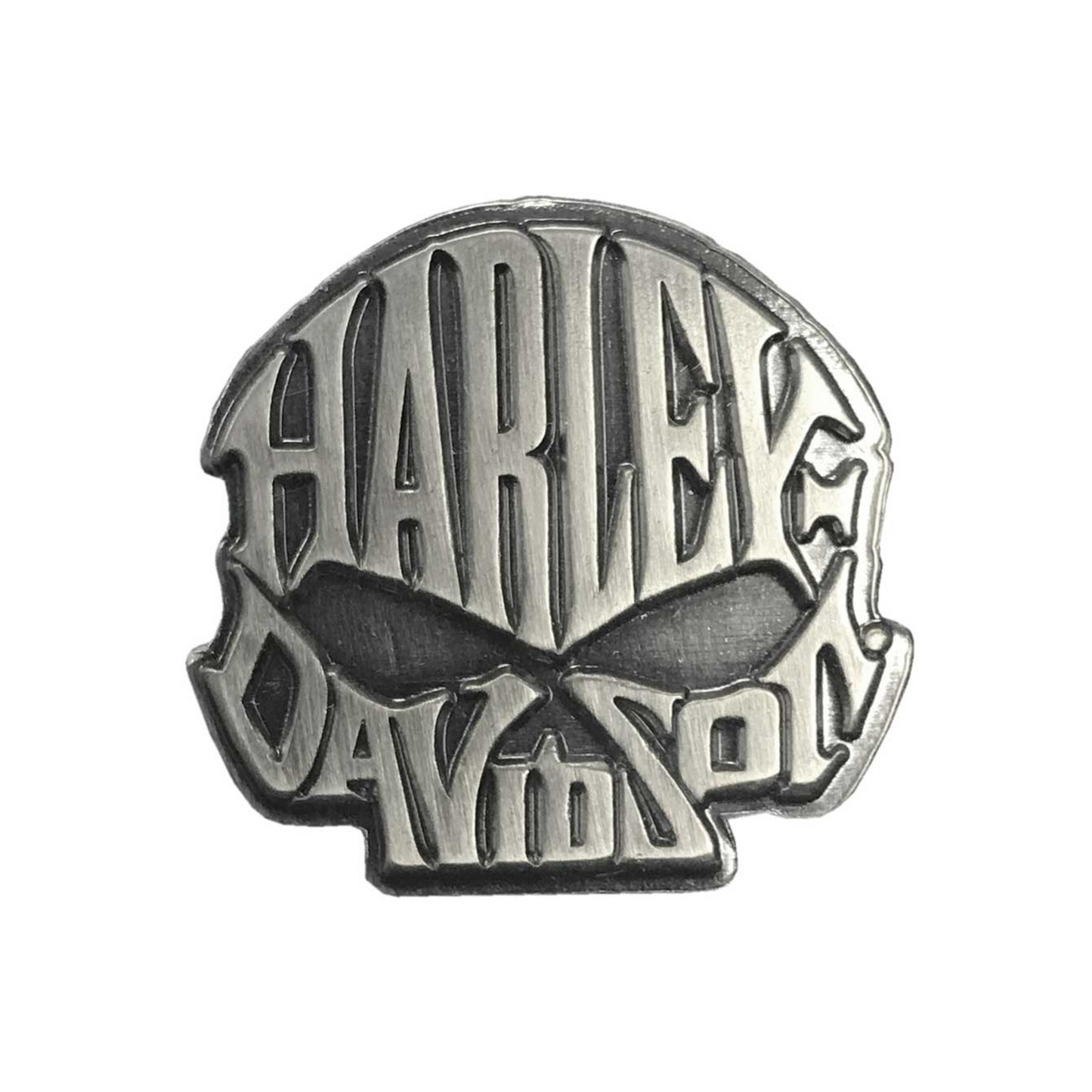 Harley-Davidson® 1 inch Willie G. Skull Text Pin - Antique Silver Finish