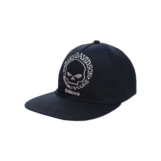 Harley-Davidson® Boys' Skull Twill Flat Brim Snap Back Cap - Black