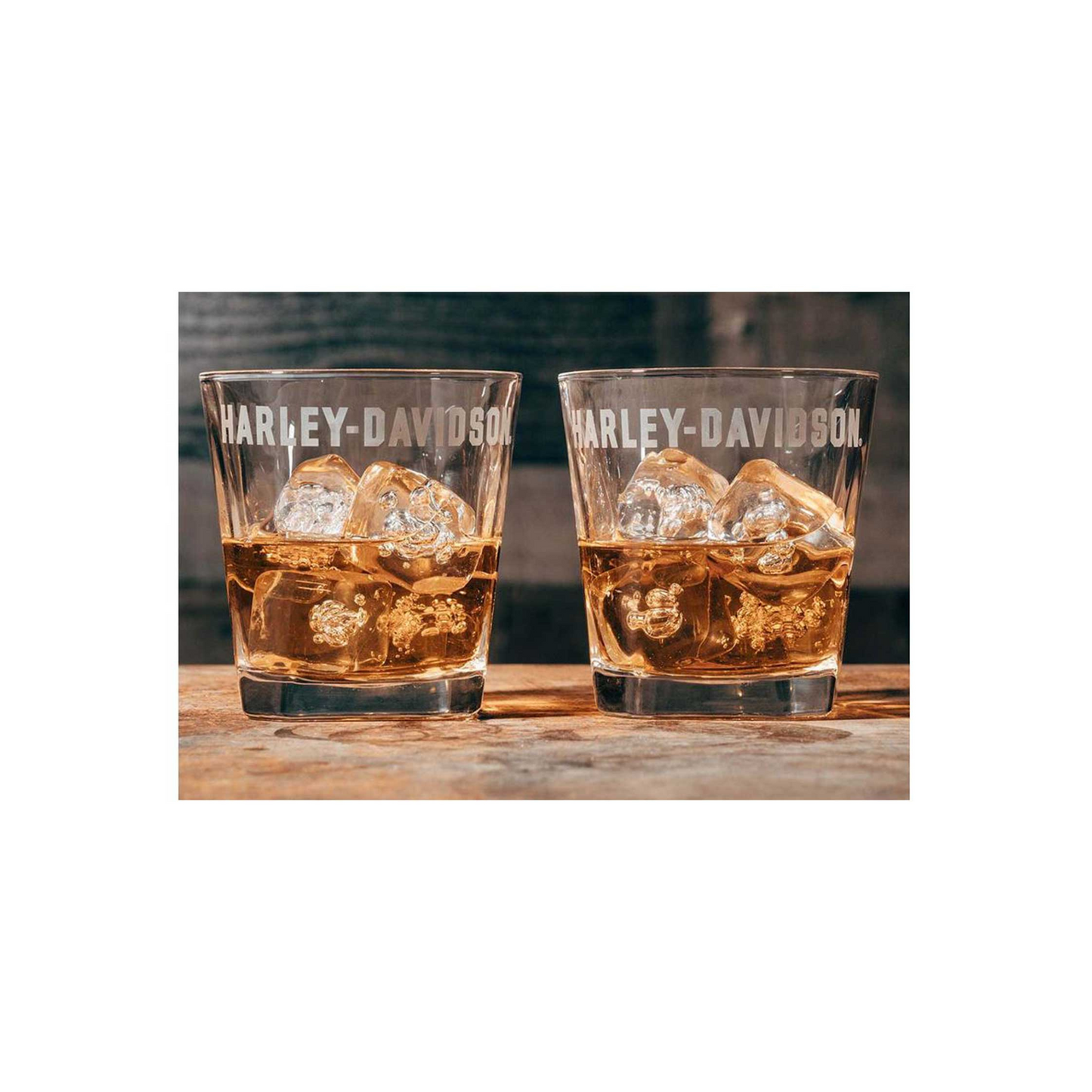 Harley-Davidson® Etched H-D Logo Rocks Glass Set - Set of Two