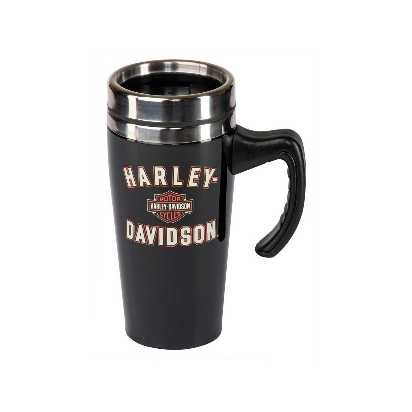 Harley-Davidson® Travel Mug - Bar & Shield Double-Wall Stainless Steel w/ Handle