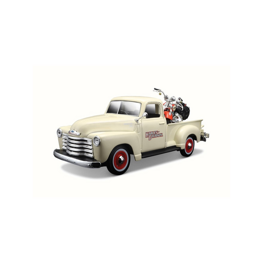 Harley-Davidson® 1:24 Pickup/Bike Model Combo - 1950 Chevrolet 3100 Pickup w/ 2001 FLSTS Heritage Springer