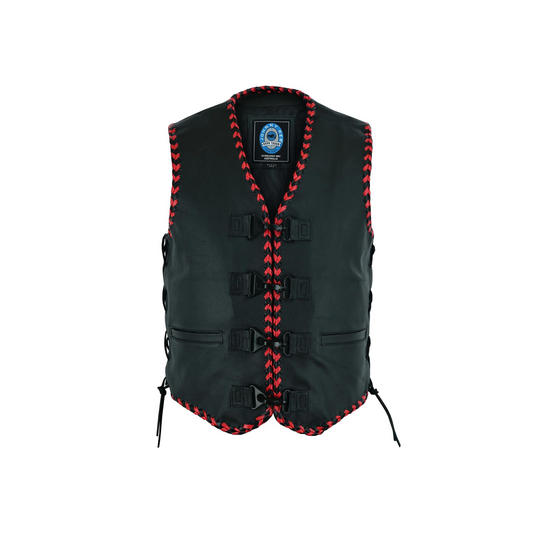 Johnny Reb Springbrook Leather Vest - Red/Black