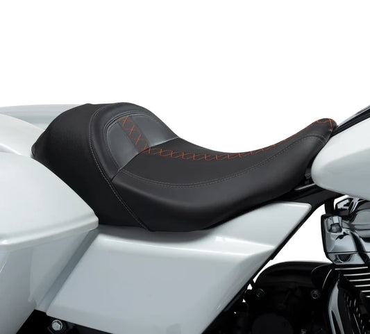 Harley-Davidson® Low-Profile Solo Touring Seat – Orange Stitch