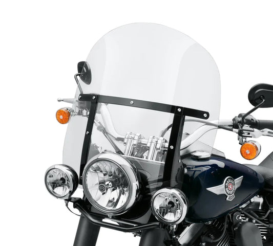 Harley-Davidson® King-Size H-D Detachables Windshield for FL Softail Models - 18 in. Light Smoke, Gloss Black Brace