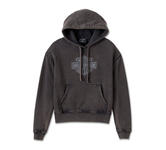 Harley-Davidson® Women's Oversized Washed Bar & Shield Hoodie - Harley Black