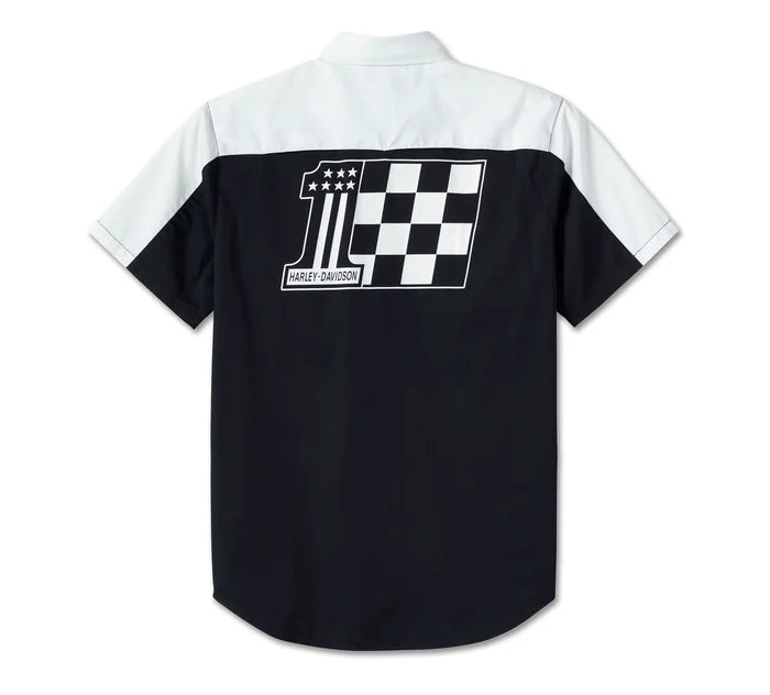 Harley-Davidson® Men's #1 Victory Short Sleeve Shirt - Colorblocked - Bright White