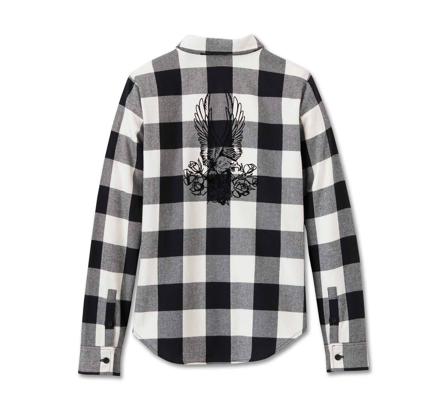 Harley-Davidson® Women's Retro Long Sleeve Flannel Shirt - Plaid - Cloud Dancer & Harley Black