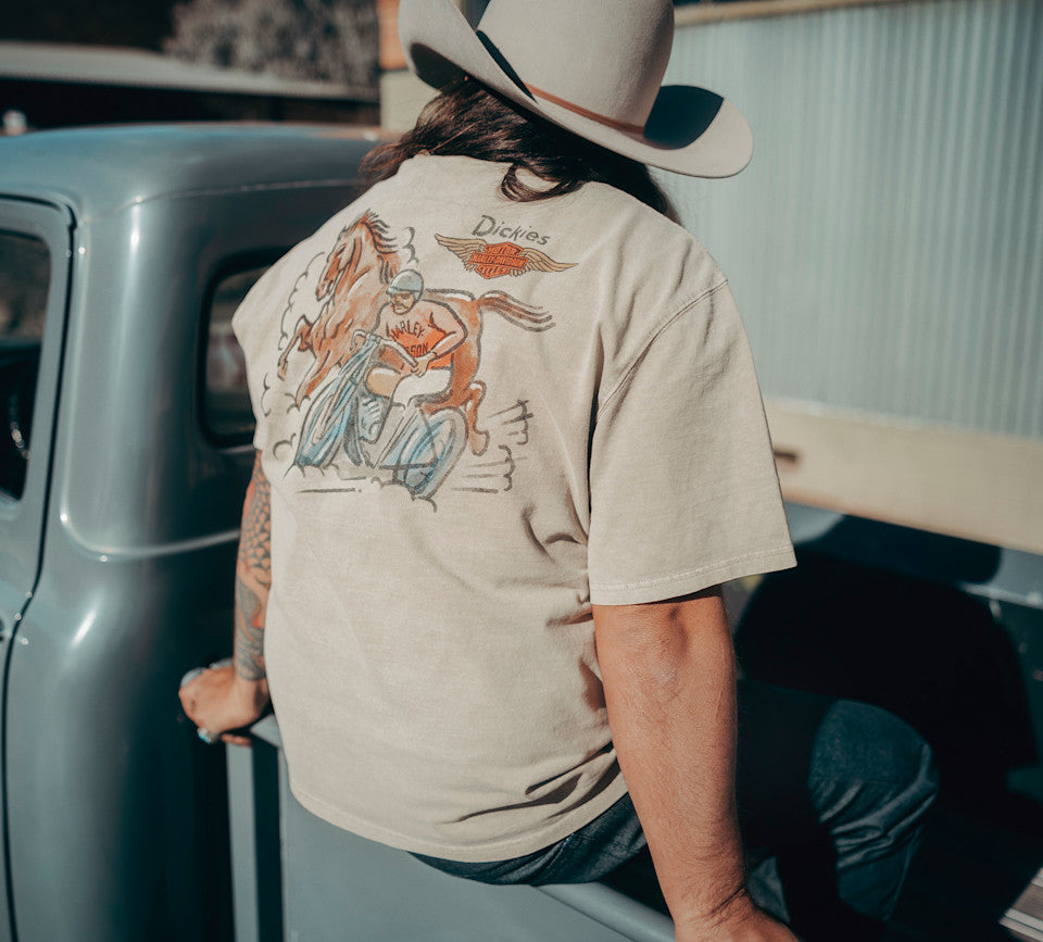 Harley-Davidson® Men's Dickies x H-D Horsepower Heavyweight Pigment Dyed Tee - Khaki