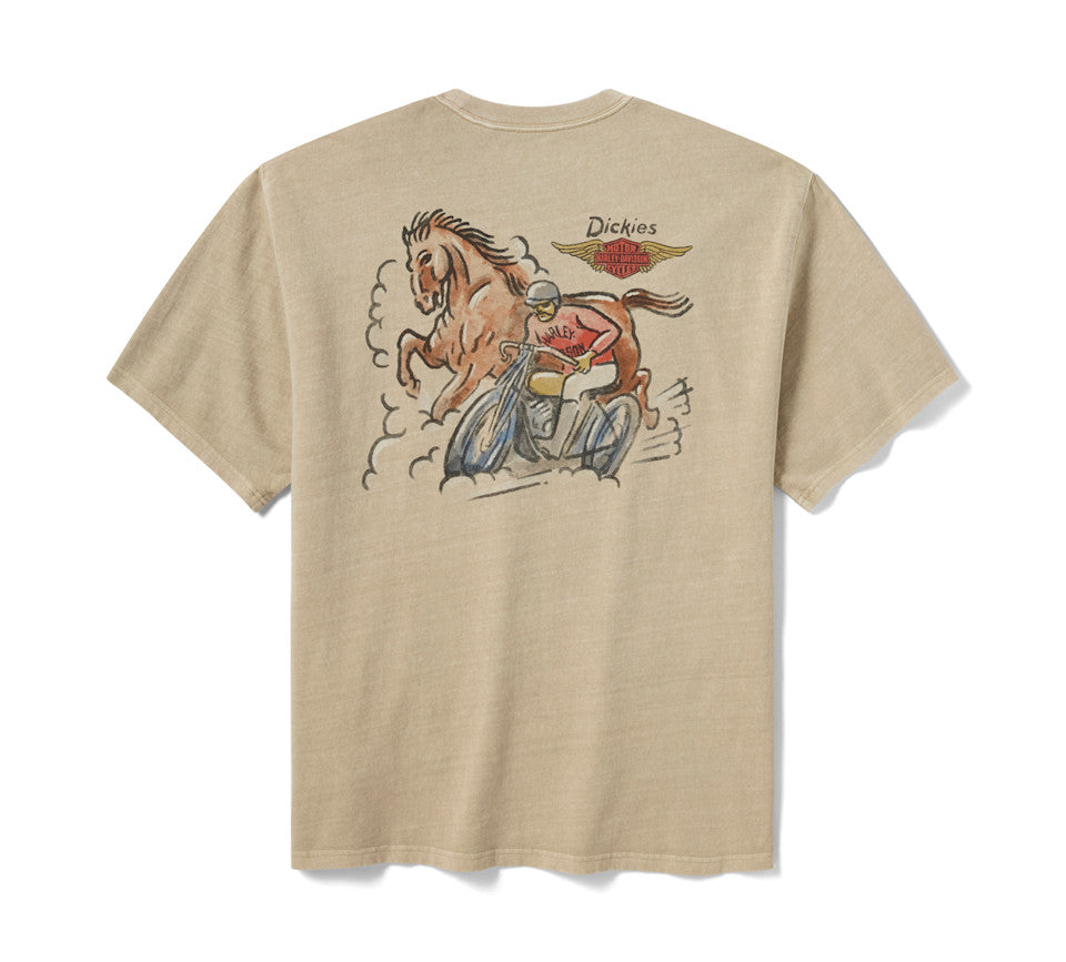 Harley-Davidson® Men's Dickies x H-D Horsepower Heavyweight Pigment Dyed Tee - Khaki