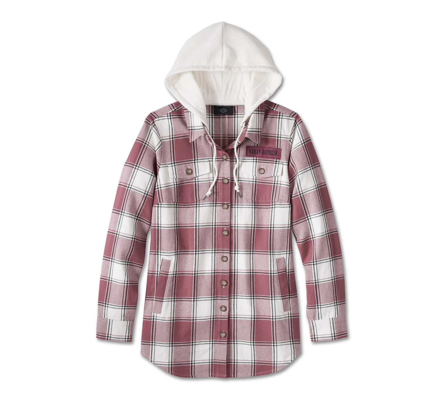 Harley-Davidson® Women's Thrill Seeker Tunic with Removable Hood - YD Plaid - Crushed Berry