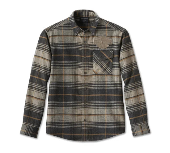 Harley-Davidson® Men's Bar & Shield Premium Shirt - Grey Plaid