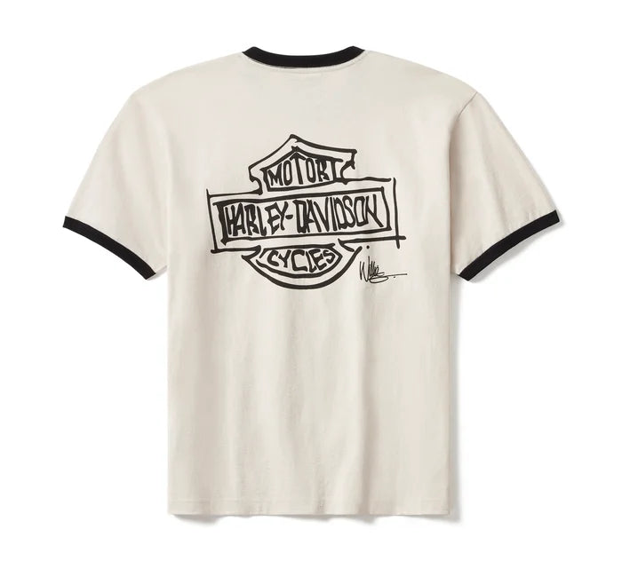 Harley-Davidson® Willie G Sketchy Bar & Shield Ringer Tee - Parchment