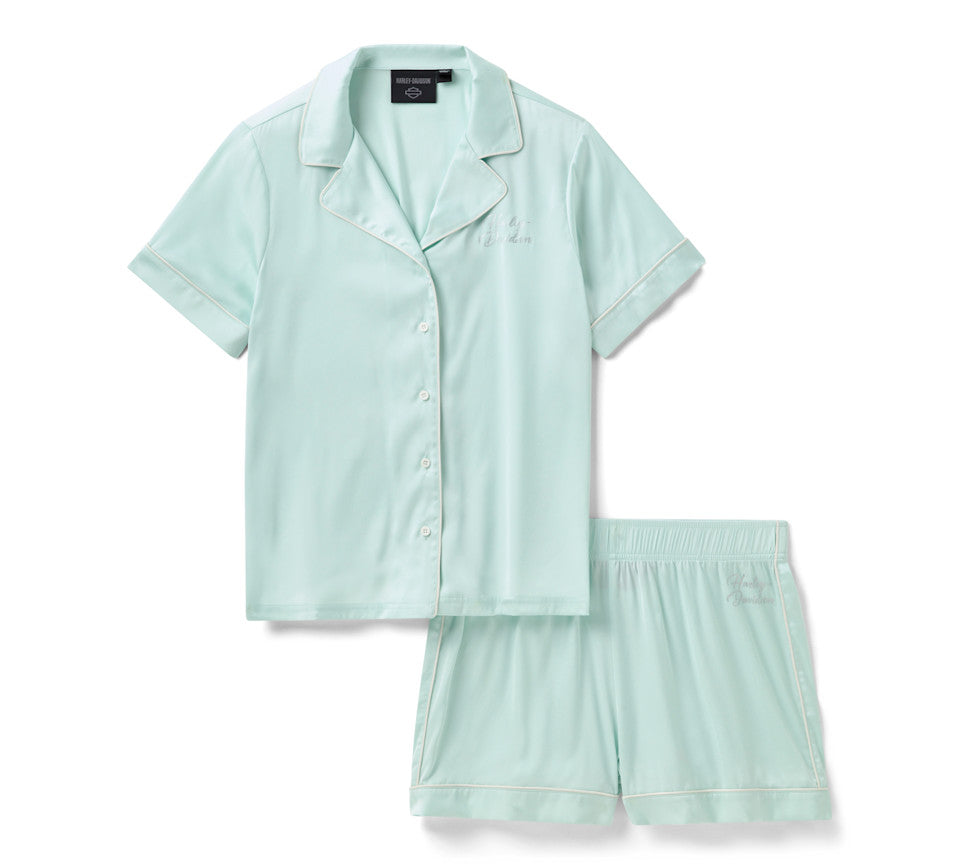 Harley-Davidson® Women's Satin Short Set - Blue Glass