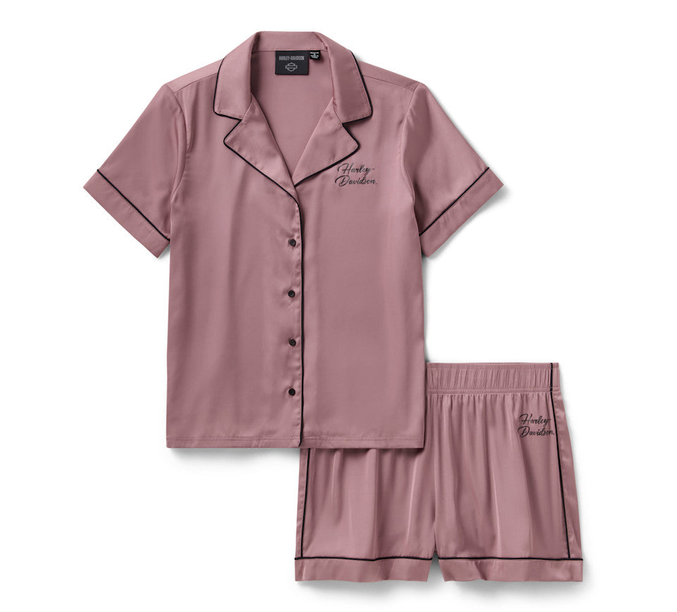 Harley-Davidson® Women's Satin Short Set - Nostalgia Rose