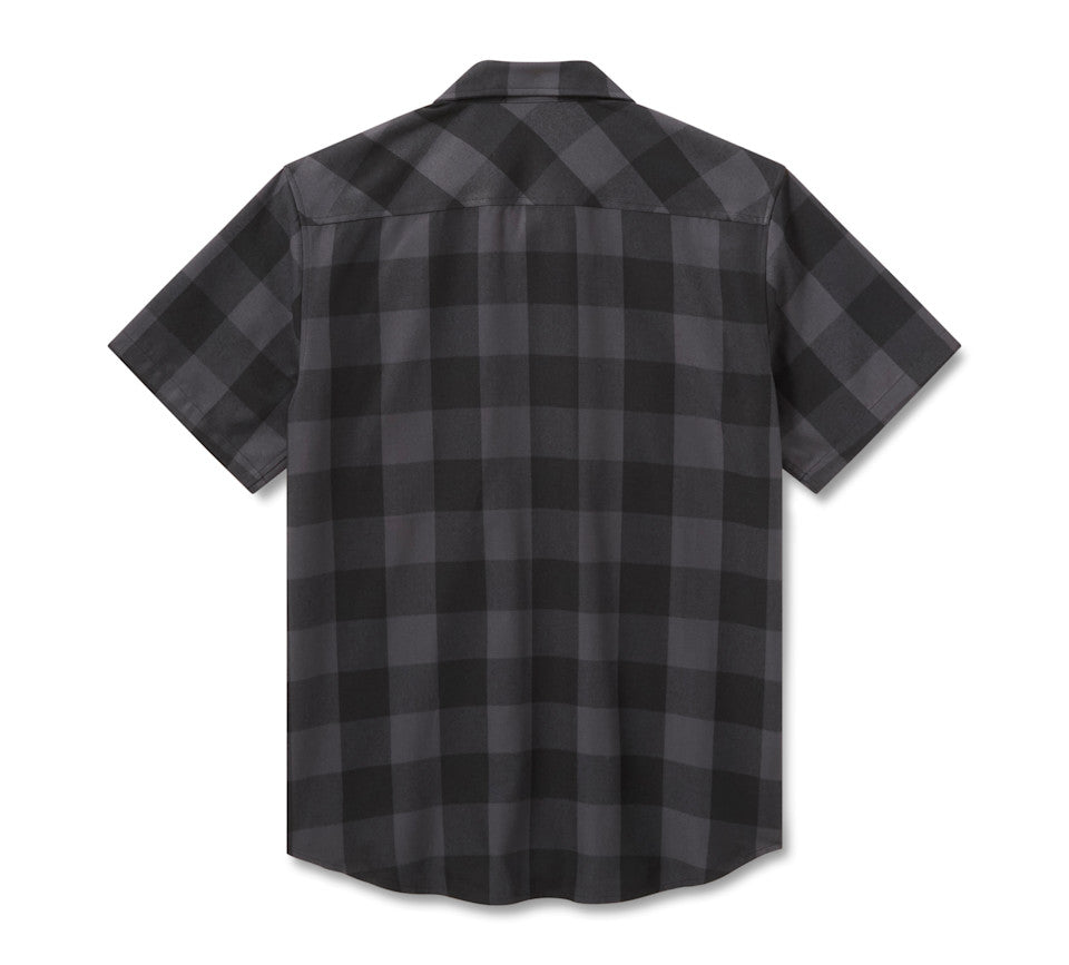 Harley-Davidson® Men's H-D Standard Short Sleeve Plaid Shirt - Asphalt Harley Black Heather