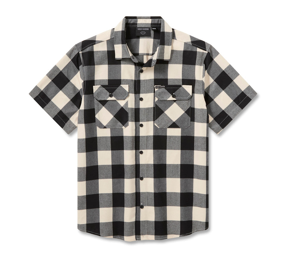Harley-Davidson® Men's H-D Standard Short Sleeve Plaid Shirt - Birch & Harley Black