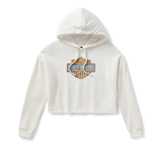 Harley-Davidson® Women's Chrome Evo Bar & Shield Cropped Pull Over Hoodie
