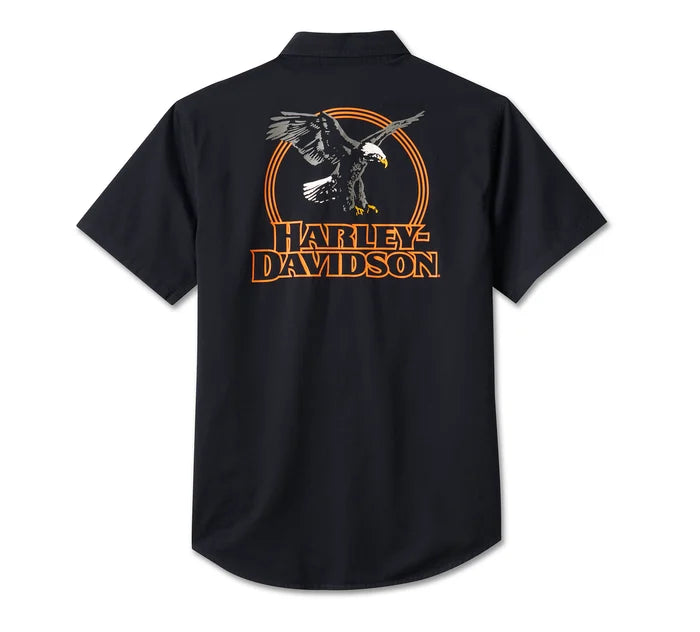 Harley-Davidson® Men's Rising Eagle Short Sleeve Shirt - Harley Black