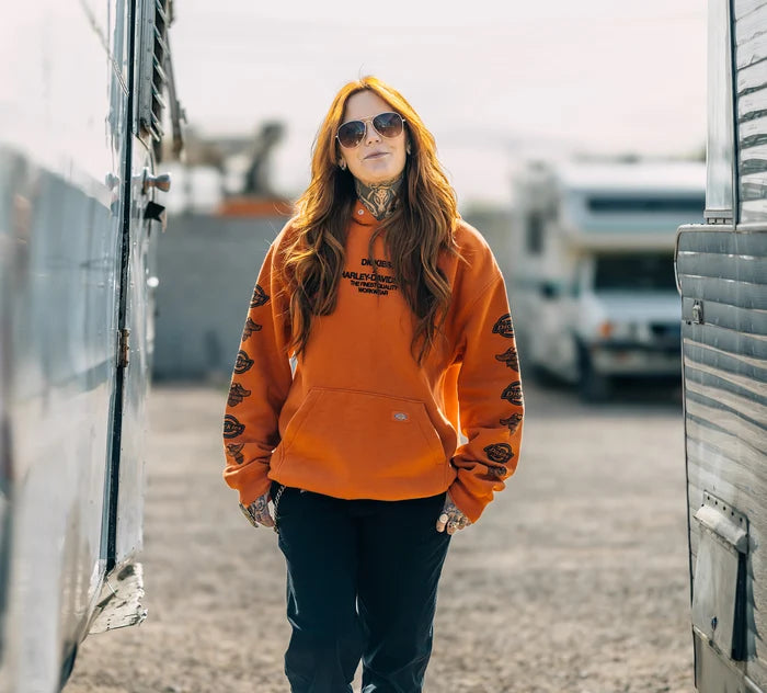Harley-Davidson® Dickies x H-D Eagle Sleeve Hoodie - Vintage Orange