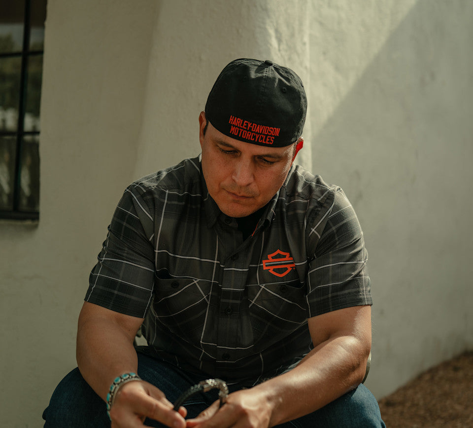 Harley-Davidson® Men's H-D® TECH Coolmax® Plaid Shirt - Plaid - Asphalt & Harley Black