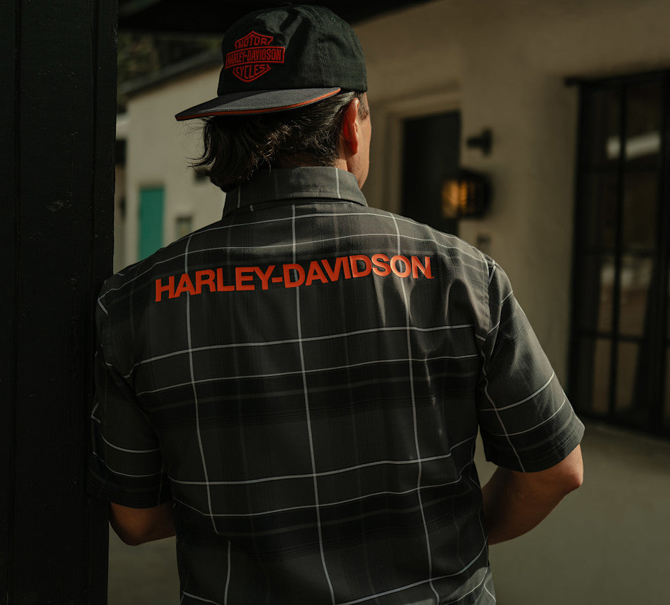 Harley-Davidson® Men's H-D® TECH Coolmax® Plaid Shirt - Plaid - Asphalt & Harley Black
