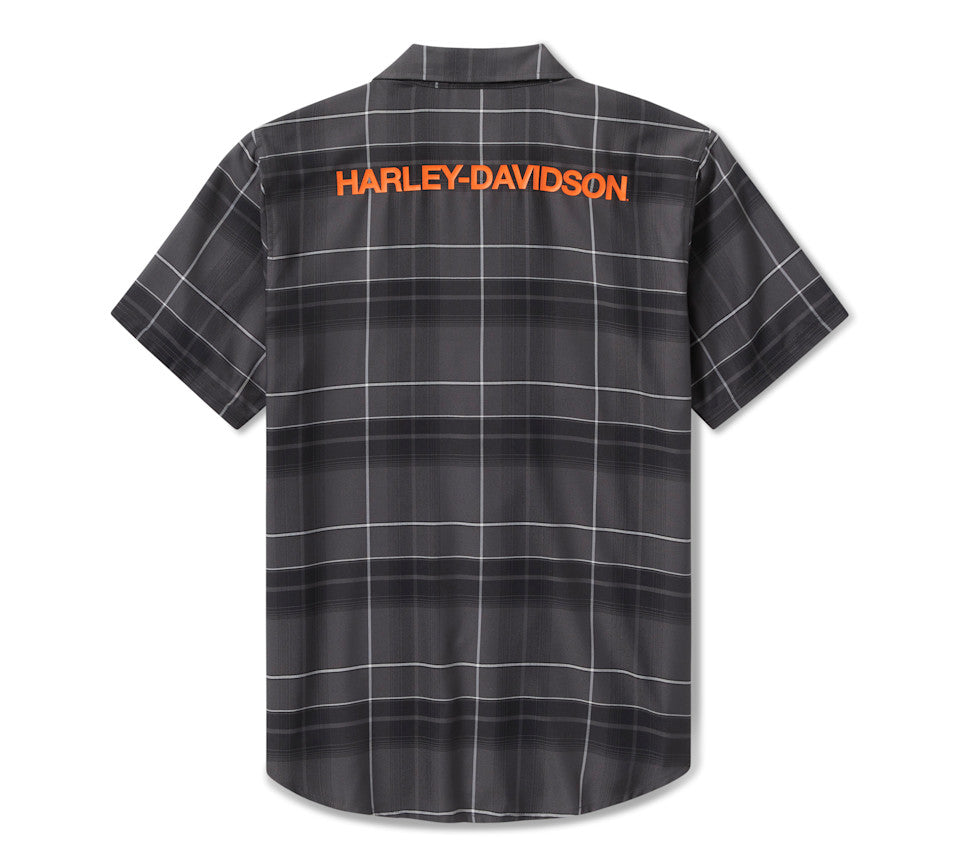 Harley-Davidson® Men's H-D® TECH Coolmax® Plaid Shirt - Plaid - Asphalt & Harley Black