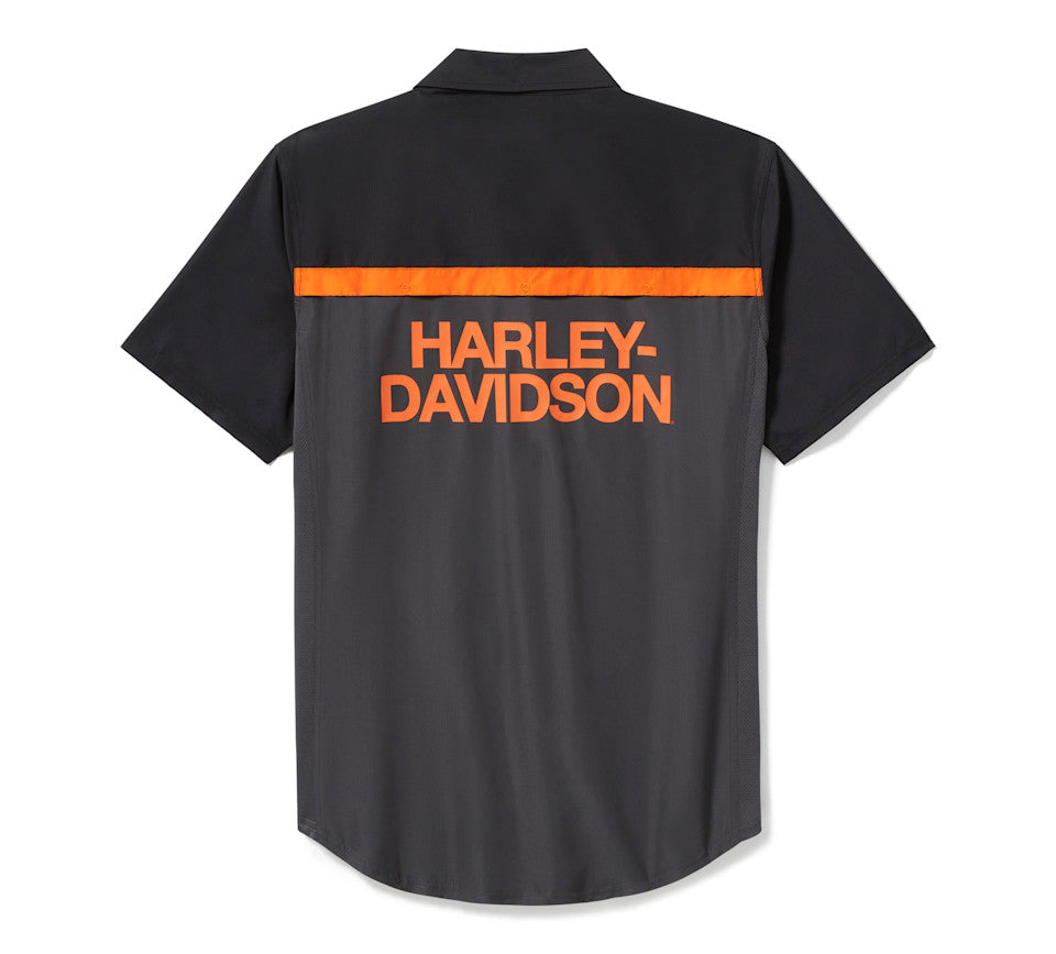Harley-Davidson® Men's H-D® TECH Vented Shirt - Colorblock - Asphalt & Harley Black