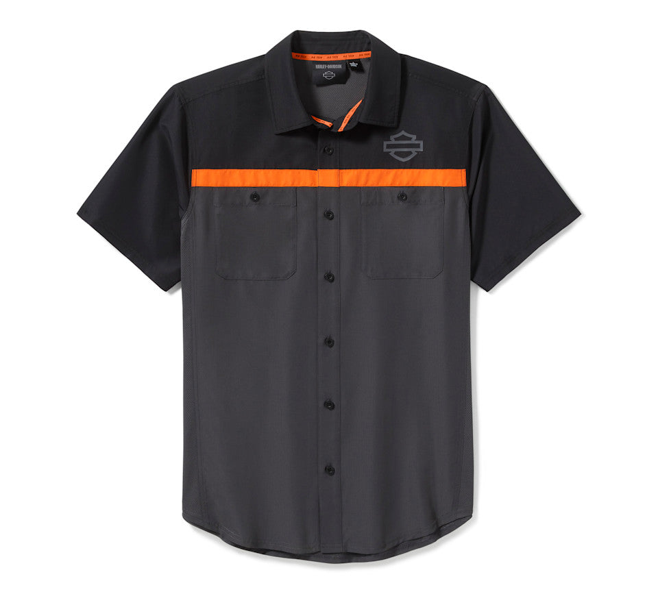 Harley-Davidson® Men's H-D® TECH Vented Shirt - Colorblock - Asphalt & Harley Black