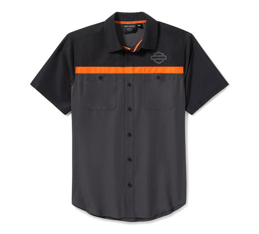 Harley-Davidson® Men's H-D® TECH Vented Shirt - Colorblock - Asphalt & Harley Black