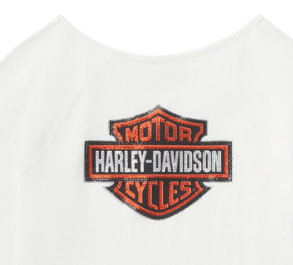 Harley-Davidson® Women's Essential Bling Keyhole Henley - White