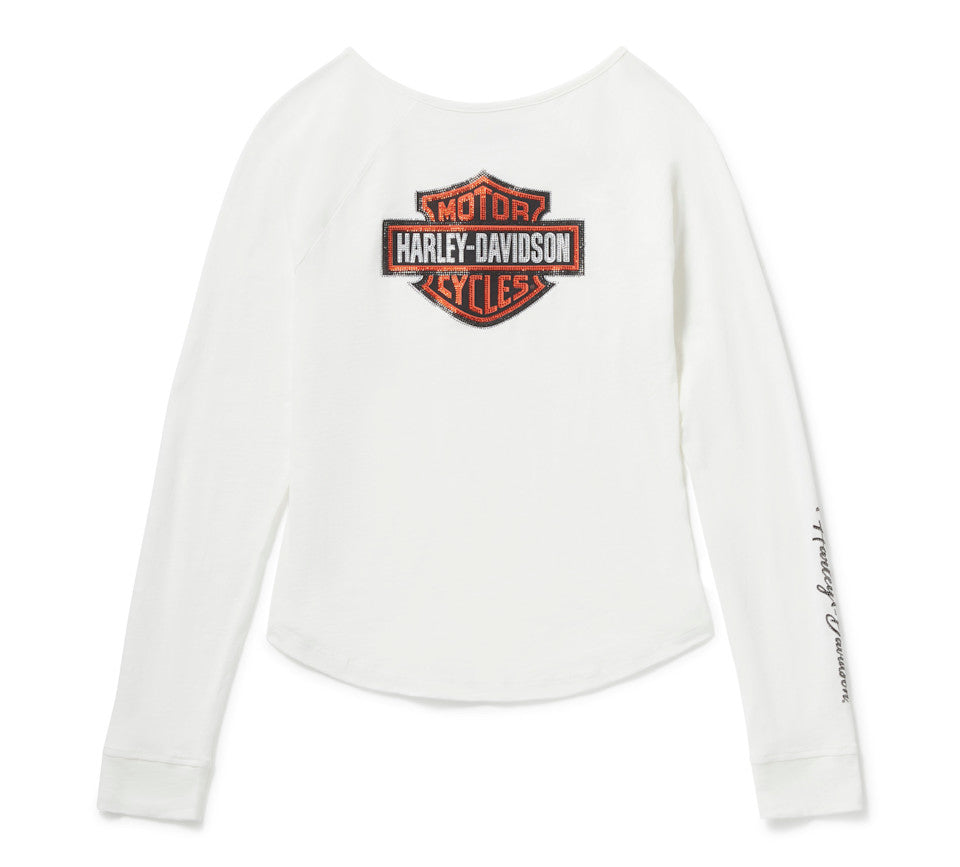 Harley-Davidson® Women's Essential Bling Keyhole Henley - White